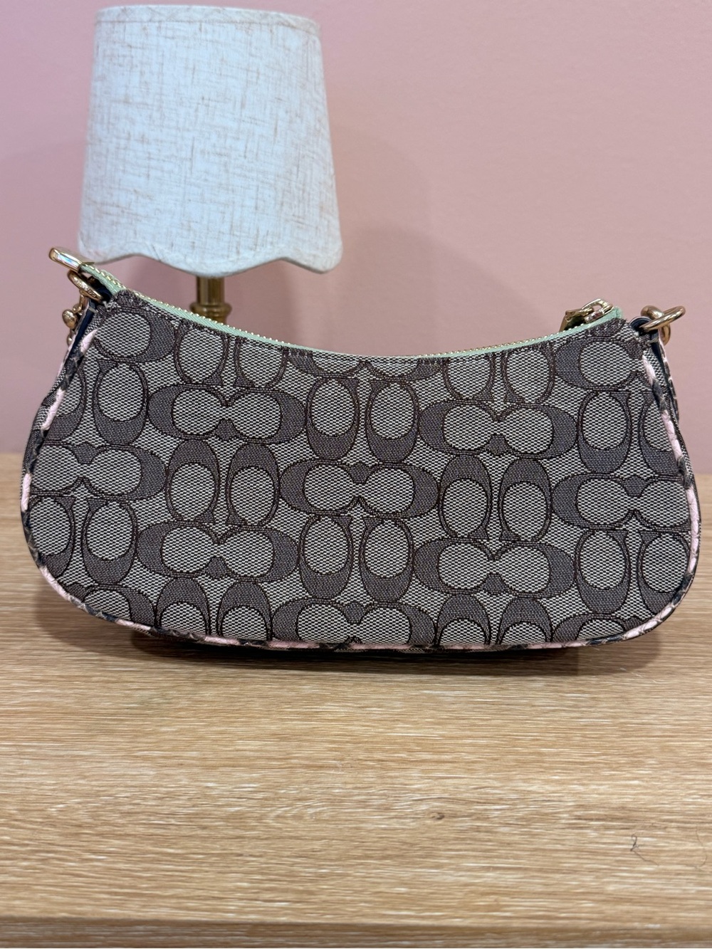Coach Jacquard Shoulder Bag with Pastel Green, Pink & Yellow Accents - Picture 4 of 4